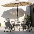 thumbnail image 2 of Costway Patio Dining Set for 4 Folding Chairs & Dining Table Set with Umbrella Hole, 2 of 10