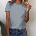 thumbnail image 2 of Timegard Short Sleeve Tops for Women Crew Neck Solid Color Comfy Casual Loose Shirts Top Basic Tee Blouse, 2 of 5