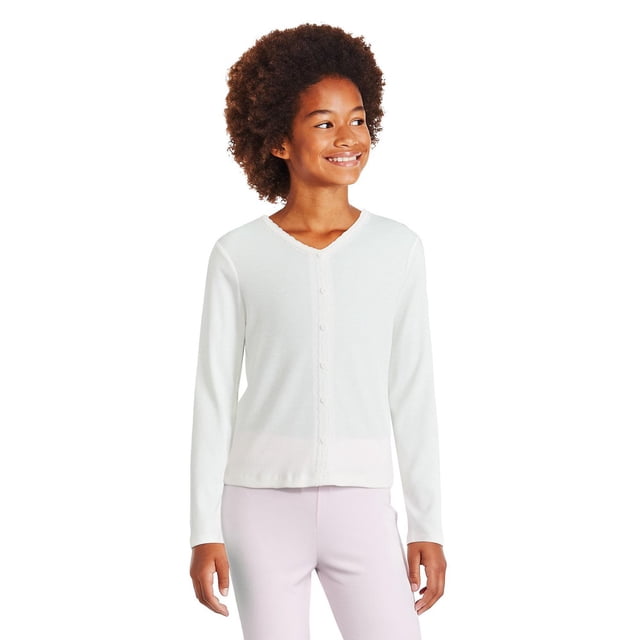 George Girls' Lace Trim Rib Top