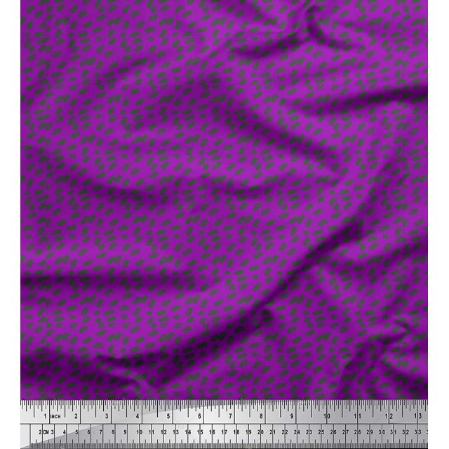 Soimoi Purple Poly Georgette Fabric Brush Stroke Abstract Print Fabric by the Yard 52 Inch Wide