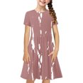 thumbnail image 2 of Liquidation Aujourd'hui Iumwxz Robe Décontractée Trapèze Robe Tunique pour Adolescentes Robe Col Rond Imprimé à Rayures Manches Courtes Robes pour Adolescentes Robe Confortable pour Aller à l'École 4-14 Ans, 2 of 7