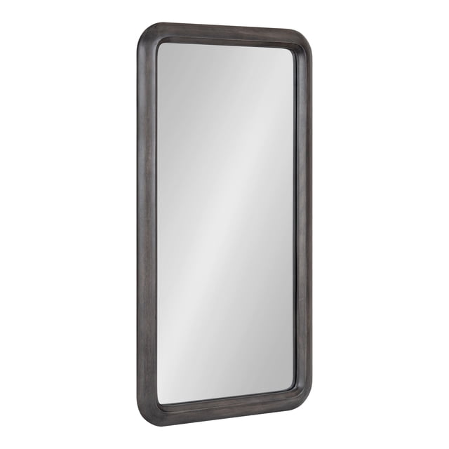 Kate and Laurel Pao Modern Rounded Rectangular Wall Mirror, 17 x 32, Gray, Decorative Industrial Tall Wood Mirror with Radius Corners for Vertical or Horizontal Display