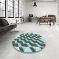 thumbnail image 4 of Ahgly Company Tapis Rond Lavable en Machine Intérieur Transitionnel Vert Olive Foncé, 3 Pieds Rond, 4 of 7