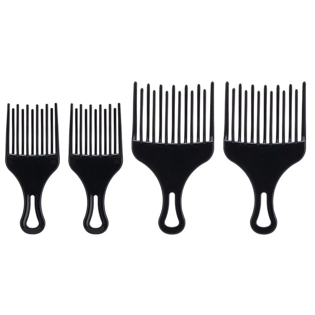 Peigne à Cheveux Professionnel Extra Grand pour Boucles Plastique Noir 4 Pcs 7.1x3.9x0.3In