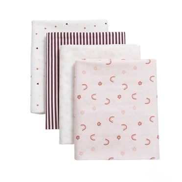 George Baby Girls Organic Cotton Flannel Receiving Blankets (4 Count)