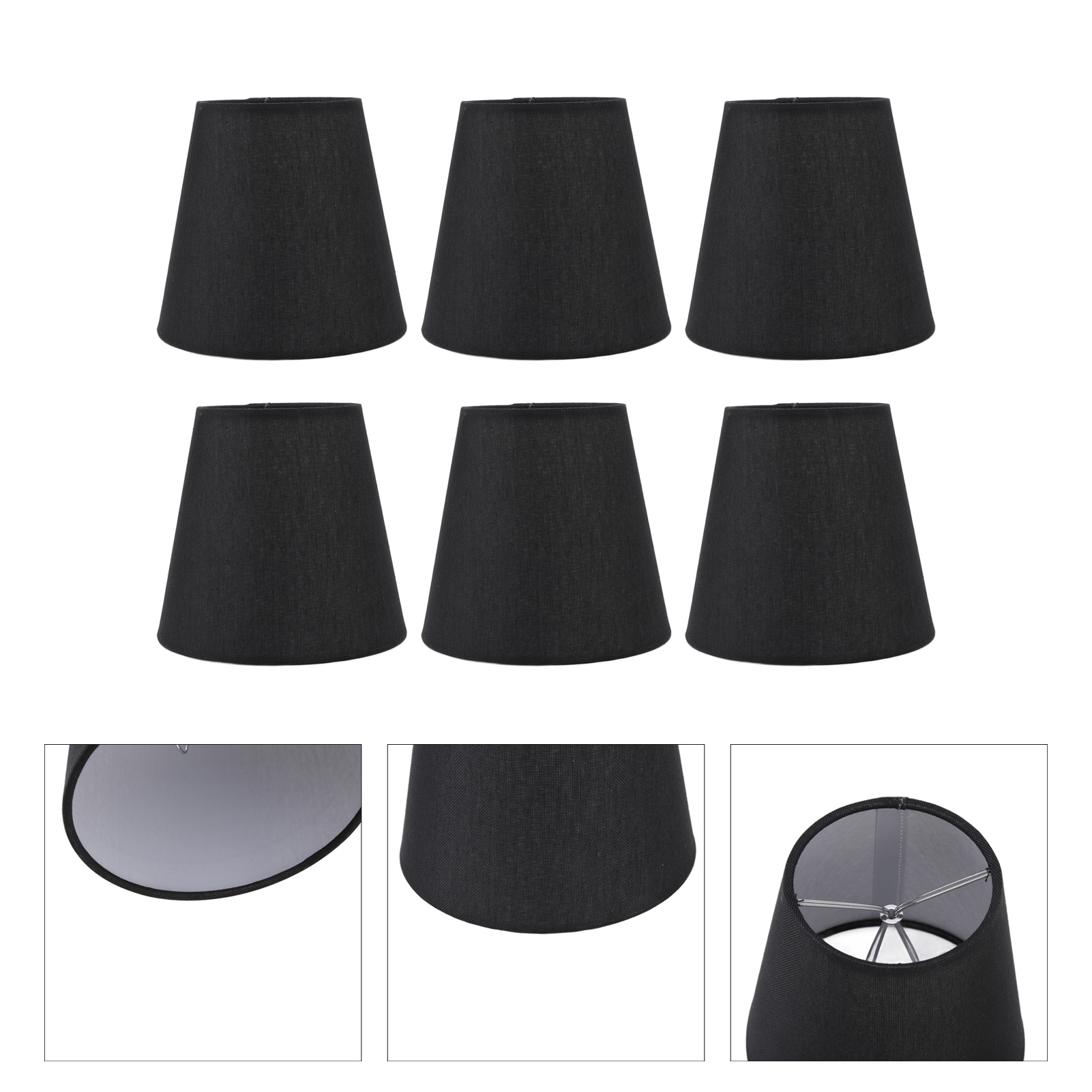 6PCS Lampshade Modern Minimalist Black Fabric Lampshade Simple Style Home Decoration For Small E14 Bulb