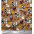 thumbnail image 1 of Soimoi Velvet Fabric Reindeer,Hen & Cock Bird Print Sewing Fabric Yard 58 Inch Wide, 1 of 3