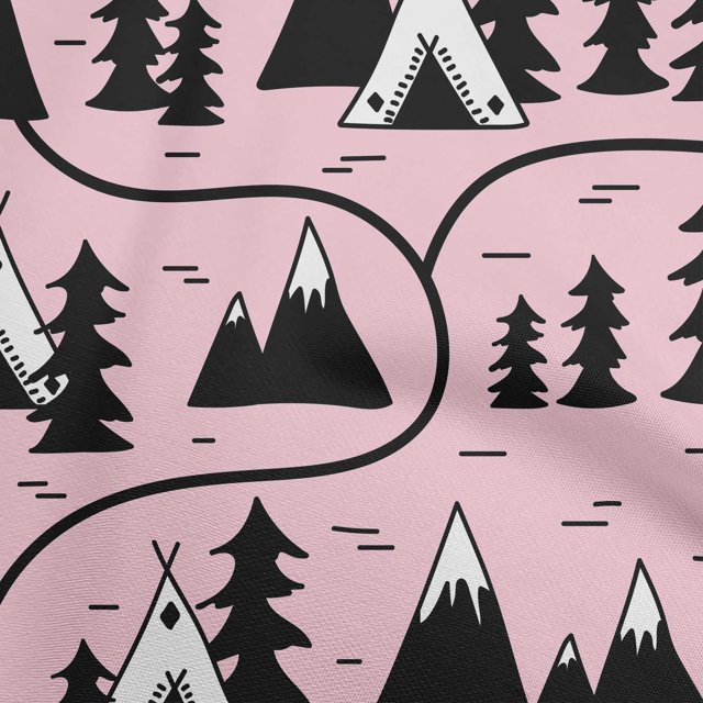 oneOone Cotton Cambric Light Pink Fabric Mountain Pattern Craft Projects Decor Fabric Printed By The Yard 42 Inch Wide