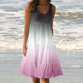 thumbnail image 2 of AherBiu Plus Size Beach Dresses for Women Gradient Color Sundresses Ruched Ruffle Flowy Midi Tank Dress, 2 of 5