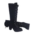 thumbnail image 4 of Kcodviy Femmes Décontracté Vintage Rétro Bottes Mi-Mollet pour Femmes à Lacets Talons Épais Moyens Chaussures Femmes Mi Femmes Mi Femmes Mi, 4 of 8