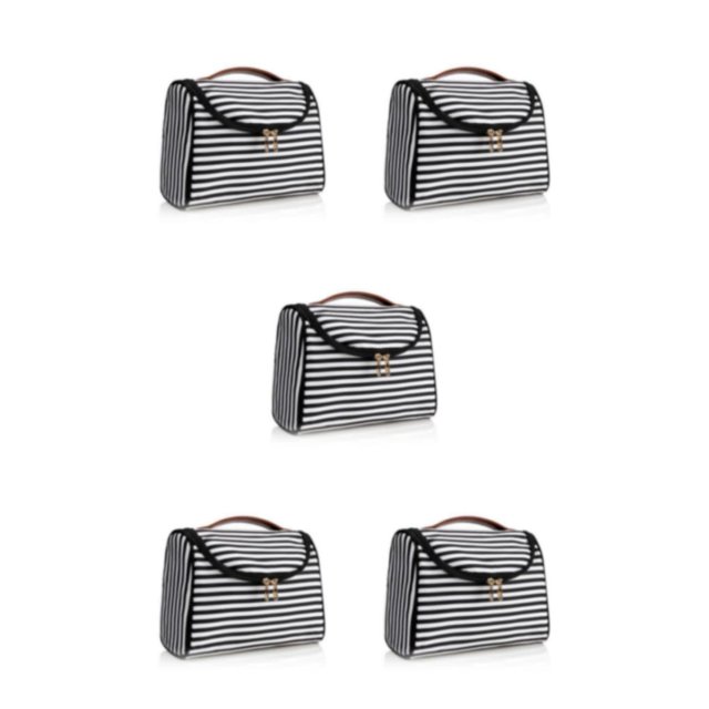 fastboy Large Capacity Cosmetic Storage Bag - Store All Makeup In One Place Choose Multiple Colors Black white stripe 5Set