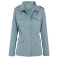 thumbnail image 3 of Innerwin Veste Militaire Femme à Revers Automne Couleur Unie Ajustée Bleu Ciel 3TG, 3 of 4
