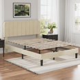 thumbnail image 4 of VECELO Queen Size Upholstered Beds, Modern Platform Bed Frame with Adjustable Headboard, Wooden Slats Support/No Box Spring Needed, Beige, 4 of 8
