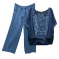 thumbnail image 2 of Ensembles d'Été Deux Pièces pour Femmes, T-Shirt à Col Rond Imprimé à Manches Courtes, Chandail à Enfiler, Hauts + Pantalon, Ensemble Deux Pièces en Liquidation, 2 of 3
