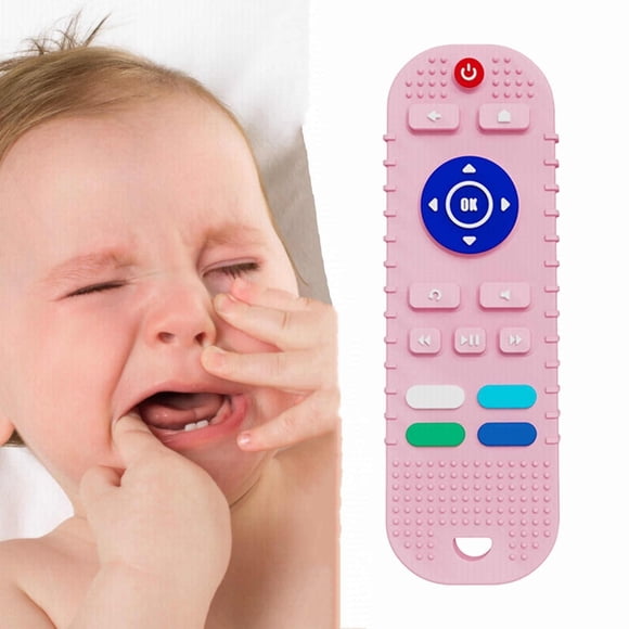Binwennn Baby Teething Toys Food Grade Silicone Teether For Babies 3 6 12 18 Months TV Remote Shape Toddlers Chew Toys Freezer ( RC) Education Wall Clock Early Reader Books for Boys Radial Education