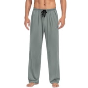 Mens Pajamas Sleep Pants Wide Leg Drawstring Pants with Pockets Casual Sleepwear Bottom Lounge Wear Gray, L