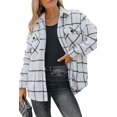 thumbnail image 1 of ORUYROP Womens Casual Plaid Shacket Button Down Long Sleeve Shirt, 1 of 5