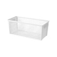 thumbnail image 2 of White Plastic Storage Basket 28x13x11.5cm Rectangular Organizer Bin with Handles Stackable Ventilated, 2 of 6
