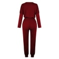 thumbnail image 4 of Yuyuzo Womens Casual Solid Color Set Sweatsuit Pullover Jogger Pants Two Piece Outfit Tracksuits, 4 of 5
