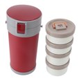 thumbnail image 1 of 2.9L Stackable Stainless Steel Thermal Compartment, Safe Leakproof Stackable Lunch Box with Strap Handle, Double Layer Vacuum Insulation Food Jar for School Office, 1 of 7