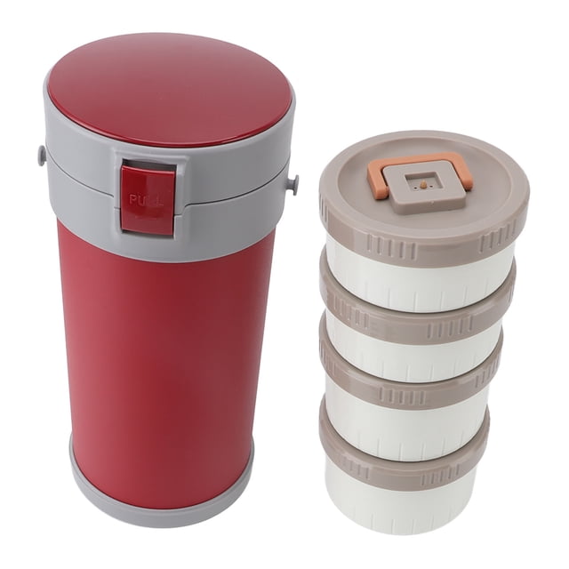 2.9L Stackable Stainless Steel Thermal Compartment, Safe Leakproof Stackable Lunch Box with Strap Handle, Double Layer Vacuum Insulation Food Jar for School Office