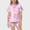 thumbnail image 2 of Ensemble de Pyjama en Satin pour Garçons Imprimé Manches Courtes Pyjama à Boutons pour Filles Ensemble de Pyjama Tenue de Nuit pour Filles Pyjama pour Filles Mode Garçons Filles, 2 of 5