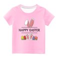 thumbnail image 1 of Penkiiy T-Shirts de Pâques pour Enfants Garçons Filles Mode Mignon Oreilles de Lapin de Pâques Œufs de Pâques Imprimé Col Rond Manches Courtes 5 Ans Rose, 1 of 4