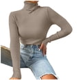 thumbnail image 2 of EGNMCR Chandail à Col Roulé pour Femmes, Chandails pour Femmes Mode Femmes Manches Longues Unies chandail Col Roulé Chandail Décontracté Hauts Chandail Femmes, 2 of 8
