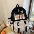 thumbnail image 2 of Women Cute Hit Color Backpack Student Canvas Knapsack with Pendant (Blue), 2 of 6