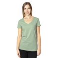 thumbnail image 1 of T-Shirt à Manches Courtes Col en V pour Femmes - Armée Chiné - 2TG, 1 of 3