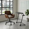 thumbnail image 2 of Homy Casa 2-Piece Home Office Set, 22'' 360° Swivel PU Leather Desk Chair & 18.9'' Foldable Side Table with Cup Holder, Brown/Black, 2 of 8