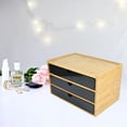 thumbnail image 4 of GUOOL Bamboo Desktop Storage Drawer Scissors Supplies Premium for Study Bathroom black black three layer, 4 of 8