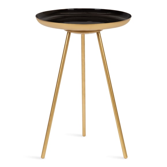 Kate and Laurel Laranya Modern Side Table, 15 x 15 x 23, Black and Gold, Chic Minimalist Bedroom Nightstand Table