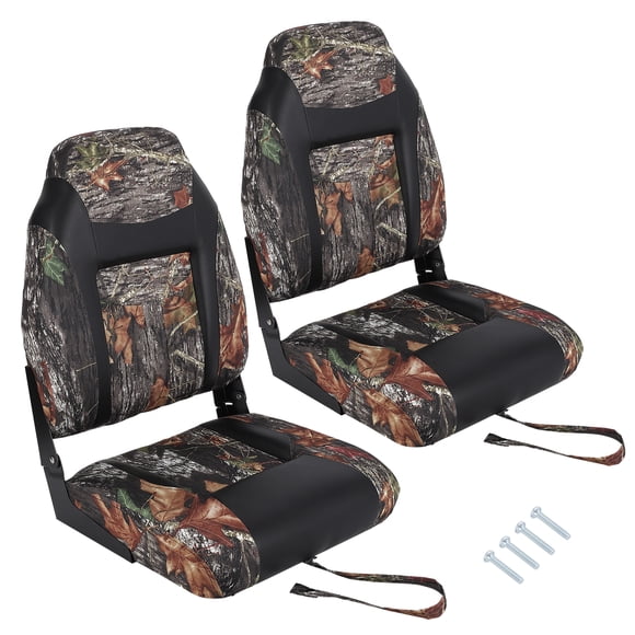 2-Pack High Back Folding Boat Seats– Comfortable Padded Marine Fishing Chairs, Thickened Sponge, Water-Resistant PVC, Aluminum Hinge – For Pontoon, Speedboat, Canoe, Deck, Outdoor Boating