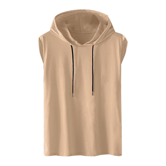 DPTALR T-Shirt de Sport Sans Manches Décontracté à Capuche Solide pour Hommes