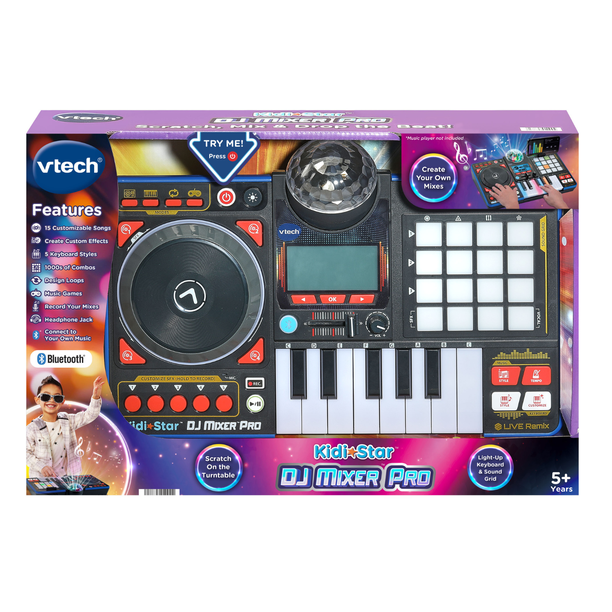 VTech Kidi Star DJ Mixer Pro Kids Real Music Turntable, Piano and