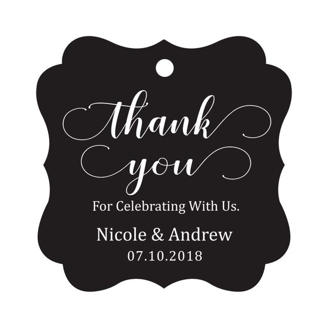 Darling Souvenir Custom Names Thank You For Celebrating With Us Wedding Hang Tags Personalized Party Tags-Black-100 Tags
