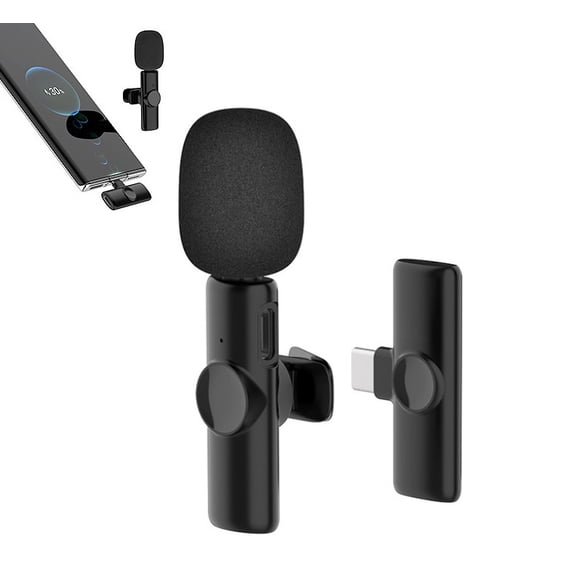 CDLYDCA K11 Microphone Lavalier Sans Fil pour iPhone Type-C PC Ordinateur Pince de Revers Audio Vidéo Enregistrement Mini Micro Téléphone Studio Jeu en Direct Enseigner