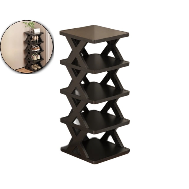 Dvruxg Plastic Folding Shoe Rack, Space-Saving Stackable Shoe Organizer for Closet, Entryway, Dorm, Apartment, No Assembly Required, Lightweight & Durable