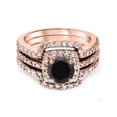 thumbnail image 3 of 1 3/4ct Black Diamond Rose Gold Cushion Halo Ring Set 14K, 3 of 3
