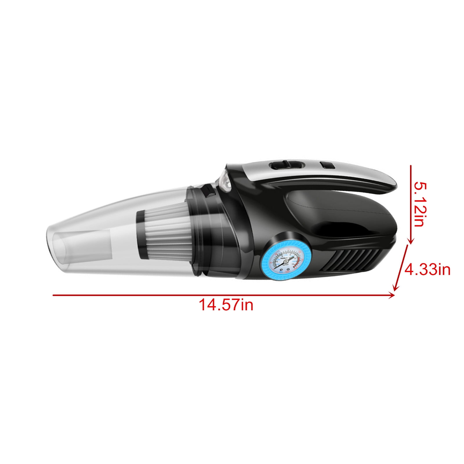 Car Led Lights Tire Inflators & Changing Machines Car Vacuum Cleaner, Car Tire Inflator, 12V Compressor with Led Light, 4-In-1 Portable Vacuum Cleaner with Pump