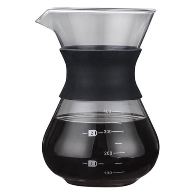 Thinsony Coffee Pot Percolator Breakfast Accessories Silicone Coffee Supplies Glass Handle Design Borocilicate Filtering Kettle 400ml