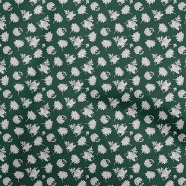 oneOone Viscose Jersey Dark Green Fabric Jacobean Floral Sewing Material Print Fabric By The Yard 60 Inch Wide