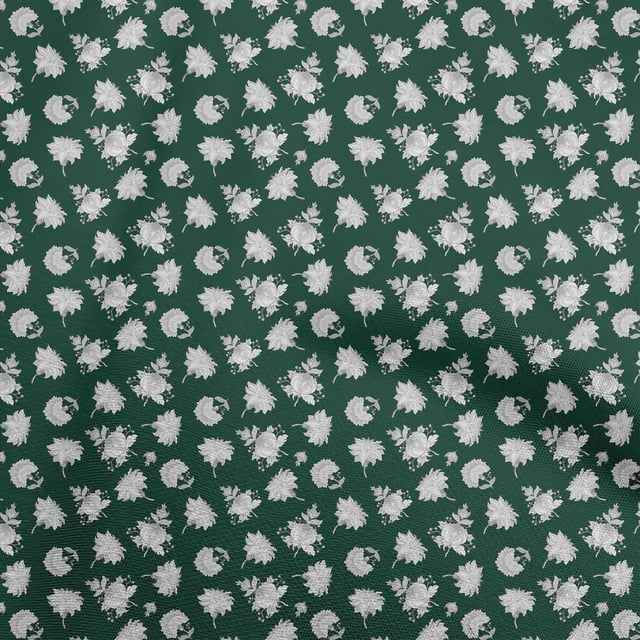 oneOone Coton Flex Vert Foncé Tissu Jacobin Floral Tissu pour Robe Tissu Imprimé Tissu au Mètre 40 Pouces de Large