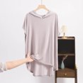 thumbnail image 2 of BLVB Chandails à Capuchon Surdimensionnés pour Femmes à Manches Courtes, Hauts de Pyjama en Modal à Capuche, Chemises de Nuit Amples et Confortables pour Détente Décontractée, 2 of 6