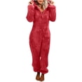 thumbnail image 1 of Pyjama Chaud pour Femmes Hiver Combinaison à Manches Longues avec Capuche Pyjama Décontracté Hiver Combinaison Chaude Pyjama Combinaison à Manches Longues, 1 of 5