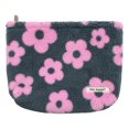 thumbnail image 1 of Plush Trendy Cosmetic Pouch with Zipper Cute Floral (Orange), 1 of 9
