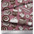thumbnail image 2 of Soimoi polyester Crepe Fabric Cupcake,Donut & Cookies Food Decor Fabric Printed Yard 52 Inch Wide, 2 of 3