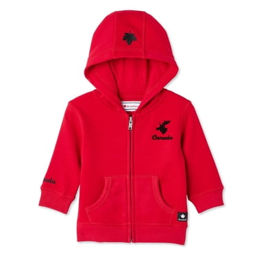 Chandail à capuchon zippé sur la longueur Canadiana collection non genrée pour nourrissons