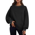 thumbnail image 1 of Timegard Chandail en Molleton Surdimensionné pour Femmes Col Rond Manches Longues Hauts Mode Automne Chandail avec Poches, 1 of 8